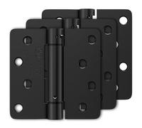 Luxbaro 3 Pack Self Closing Door Hinges 4 Inch, Matte Black Spring Loaded Hinges with 1/4'' Radius Corners, Adjustable Tension for Garage, Front Door, for Left and Right Hand Door, UL Listed