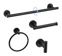Luxbaro Matte Black Bathroom Hardware Set, Modern 18 Inch Towel Bar Set, Wall Mounted Bathroom Accessories Set, Durable SUS304 Stainless Steel, 4-Piece
