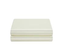 LuxBedding Satin Flat Bed Sheet Only, Soft as Silk, Queue Size,Ivory