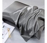 Luxbedding Satin Pillowcase Pillow Cases King Size, Cooling Satin Pillowcase for Hair and Skin, Silk Pillowcase 2 Pack - Gray Pillow Case