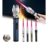 Luxblaze Windproof Lightsaber Lighter with Safety Lock,Portable Torch Lighter,Bright Fire Lighters with Adjustable Red/Blue Jet Flame,Refillable Butane Gas Cool Lighters for Campfires BBQ Camping(Blue