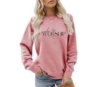 LUXBUT Made to Worship Sweatshirt Women Christian Crew Neck Sweatshirt Casual Long Sleeve Religious Shirt Pullover Top Rose Gold