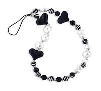 LUXCASTLE Heart Beaded Phone Charms Pearl Beaded Phone Strap Love Lanyard Wrist Strap Lost Phone Chain for Women and Teen Girls