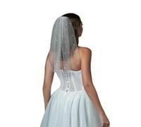 LUXCASTLE White Pearl Bride Veil Short Wedding Veil Bridal Veils Bachelorette Party Veil for Women and Brides, White