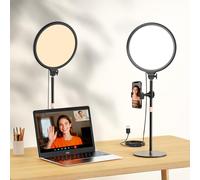 LUXCEO 10.5" Desk Lighting Kit, 10W 3000K/4500K/6000K Video Ring Light, Dimmable Video Conference Light with Stand for Video Conferencing, Selfie, Vlog, Makeup
