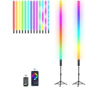 LUXCEO Mood1S LED Video Light Stick with Extendable Tripod, App Control, Dimmable and Memory, Integrated 2500 mAh Battery, 120 cm RGB Photo Lamp for YouTube, TikTok, Game Streaming, Party Bar, Pack of
