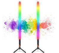 LUXCEO Portable LED Video Light, 2 Pack 85cm RGB Tube Light Bar, Battery Powered USB-C Rechargeable, for DJ Lighting, Game Streaming, Party Bar, Photography Lighting