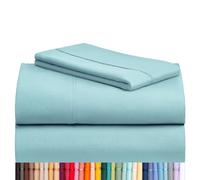 LuxClub 4 PC Sheet Set Bamboo Sheets Deep Pockets 18" Eco Friendly Wrinkle Free Sheets Machine Washable Hotel Bedding Silky Soft - Aqua Twin