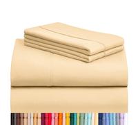 LuxClub 6 PC Sheet Set Bamboo Sheets Deep Pockets 18" Eco Friendly Wrinkle Free Sheets Machine Washable Hotel Bedding Silky Soft - Butter Full