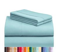 LuxClub 6 PC Sheet Set Bamboo Sheets Deep Pockets 18" Eco Friendly Wrinkle Free Sheets Machine Washable Hotel Bedding Silky Soft - Aqua King
