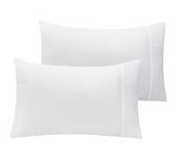 LuxClub Bamboo Collection Pillowcases 2 Pack - Eco Friendly Wrinkle Free Cooling Pillow Cases with Satin Trim - Machine Washable Hotel Bedding Silky Soft - White Standard / Queen