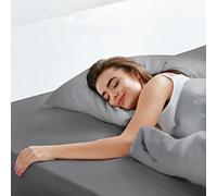 LuxClub Double Fitted Sheet Bedding with 40cm Depth, Extra Deep Soft Cooling Bed Sheets Microfiber Fabric Ease Care Soft & Comfortable Fade Resistant - Grey, Double