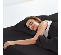 LuxClub Fitted Sheet Small Double / 4ft, with 40cm Extra Deep Pocket, Warm Brushed Microfiber Bottom Bed Sheets, Ease Care & Comfortable Shrinkage and Fade Resistant, Black
