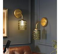Luxcolyn Vintage Rechargeable Battery Operated Wall Lights Set of 2, Green