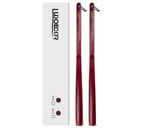 Luxdecor 2 Pack Long Handle Wood Shoe Horn for Men Wooden Shoe Horn Long Handled for Seinors Woman, 2pck-beech(stained-red), Large