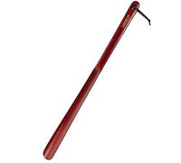 Luxdecor Long Handle Shoehorn Solid Natural Wood Shoe Horn for Elderly Kids Women Men Pregnancy, red, l