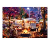 LUXDIVINA 2000 Piece Puzzle for Adults, Puzzles for Adults 2000 Pieces, Retro Camper Camping Night Cat Dog Jigsaw Puzzles, Family Fun Puzzle Perfect for Game Nights, 39" X 28"