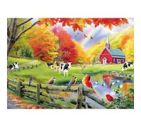 LUXDIVINA Jigsaw Puzzle, 1000 Piece Jigsaw Puzzle for Adults, Fall Cow Farm Bird Puzzle 1000 Pieces, Challenging Game Home Decor Birthday Gift Toy for Adults Kids Seniors, Finished Size is 28 * 20 in