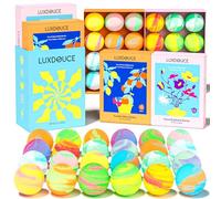 LUXDOUCE 24 Pack Bubble Bombs with 12 Unique Fragrances, Floral Euphoria Collections and Successful Happiness, Skin Soothing and Mood Enhancement