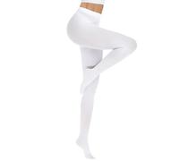 Luxdovi Women Ultra Soft 50 Denier Silky Tights Semi Opaque Solid Color Pantyhose High Waist Footed Stockings, White, L/XL