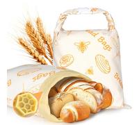 LuxDuo 2-Pack Reusable Bread Bags for Homemade Bread,Beeswax Bread Bags for Sourdough,Bread Bag Reusable,Cotton Food Storage Cloth Bag Keeps Fresh Longer,XL 17"×12"