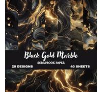 Luxe Black Gold Marble Papers: Elegant Fluid Art Scrapbook Collection | 8.5 × 8.5 Inch | Premium Matte Finish | Decorative Craft & Journaling Paper Pack (Natural Marble Scrapbook paper)