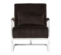 Luxe Black Velvet Armchair with Chrome Frame, Quilted Accent Lounge Chair for Living Room Interiors by Premier Black One Size