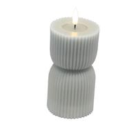 Luxe Collection Natural Glow 2.75X10 Grey Carved Led Candle