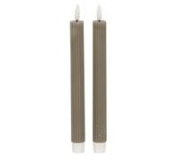Luxe Collection Natural Glow Grey Ribbed Taper Candles - 24Cm