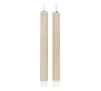Luxe Collection Natural Glow Taupe Ribbed Led Taper Candles