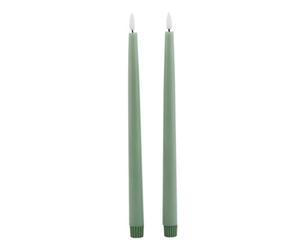 Luxe Collection S/2 Sage Led Wax Dinner Candles