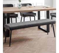 Luxe Dining Bench - Grey Velvet and Black - Fabric and Metal