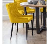 Luxe Dining Chair - Set of 2 - Curved Back - Mustard Velvet and Black - Fabric and Metal