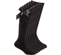 LUXE DIVA 3 Pairs Girls Knee High School Socks Cotton Socks with Fluffy Ribbons Bow, Back to School Socks Uniform Party Wear Comfort Fit Long Socks Stocking Girls Bow Knee High Kids School Sock