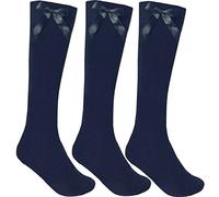 LUXE DIVA 3 Pairs Girls Knee High School Socks Cotton Socks with Fluffy Ribbons Bow, Back to School Socks Uniform Party Wear Comfort Fit Long