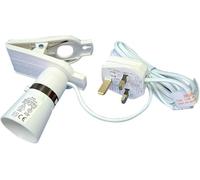 LUXE DIVA Clip Desk Lamp Holder UK Plug Light Bulb Socket Base Switch, Scratch Free Clip & 2M Cable Fixed Portable On The Desk Table Socket Pin Bulb Holder Ideal Lighting at Home, & Shop, White