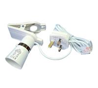 LUXE DIVA Clip on light bulb holder with 2m flex and 3amp plug (2 M, White)