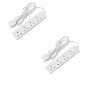 LUXE DIVA Extension Lead UK Pin Plug and Cable, 4 Gang Way 2m Power Adapter, Multi Socket Mains Strip White (3 Pack) (2, White)