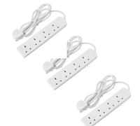 LUXE DIVA Extension Lead UK Pin Plug and Cable, 4 Gang Way 2m Power Adapter, Multi Socket Mains Strip White (3 Pack) (3, White)