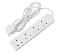 LUXE DIVA Extension Lead UK Pin Plug and Cable, 4 Gang Way 2m Power Adapter, Multi Socket Mains Strip White (3 Pack) (1, White)