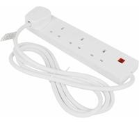 LUXE DIVA Extension Lead UK Pin Plug and Cable, 4 Gang Way 4m Power Adapter, Multi Socket Mains Strip White