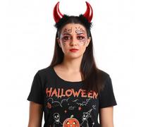 LUXE DIVA Fun pair of red sequin Devils horns on head band, Alice band, Great Hen nights, fancy dress Girls Halloween Red and Black Devil Horns Alice Hair Band Headband