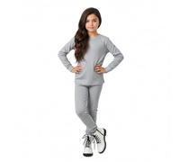 LUXE DIVA Girls 2-Piece Neon Summer Set - Stylish T-Shirt and Leggings Outfit for Ages 7-13 - Lightweight, Comfy, Colorful Loungewear for All-Day Wear (Grey, 9-10 Years)