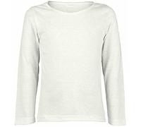 LUXE DIVA Girls Boy Kids Plain Basic Long Sleeve Round Neck T-Shirt Stretch School Tee Top 2-13 Years White