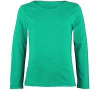 LUXE DIVA Girls Boy Kids Plain Basic Long Sleeve Round Neck T-Shirt Stretch School Tee Top 2-13 Years Jade Green
