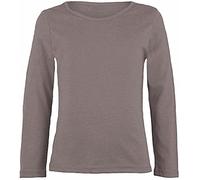 LUXE DIVA Girls Boy Kids Plain Basic Long Sleeve Round Neck T-Shirt Stretch School Tee Top 2-13 Years Mocha