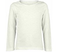 LUXE DIVA Girls Boy Kids Plain Basic Long Sleeve Round Neck T-Shirt Stretch School Tee Top 2-13 Years Cream