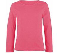 LUXE DIVA Girls Boy Kids Plain Basic Long Sleeve Round Neck T-Shirt Stretch School Tee Top 2-13 Years Coral