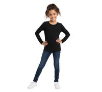 LUXE DIVA Girls Boy Kids Plain Basic Long Sleeve Round Neck T-Shirt Stretch School Tee Top 2-13 Years Black