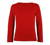 LUXE DIVA Girls Boy Kids Plain Basic Long Sleeve Round Neck T-Shirt Stretch School Tee Top 2-13 Years Red